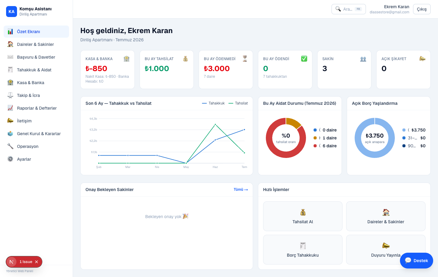 Yonetion Dashboard